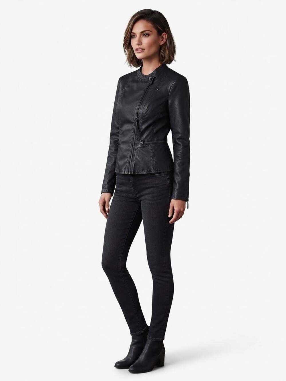 Blanknyc Vegan Leather Moto Jacket Size S Black Mock Neck